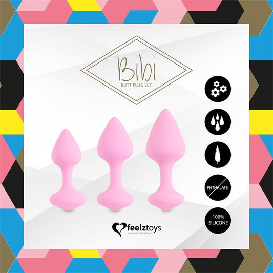 Bibi Set of 3 Butt Plug Pink Bibi Set of 3 Butt Plug Pink - UABDSM