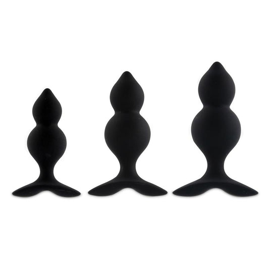 Bibi Twin Set of 3 Butt Plug Black Bibi Twin Set of 3 Butt Plug Black - UABDSM