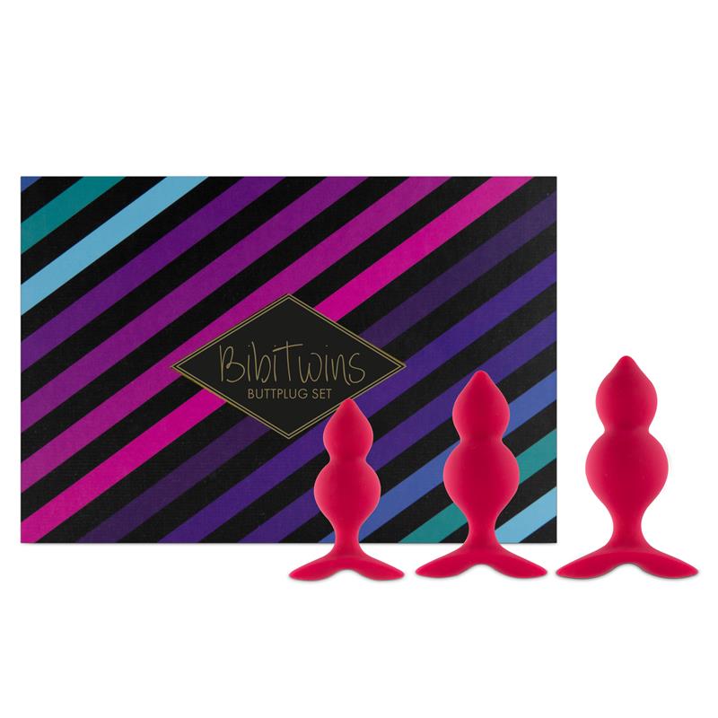 Bibi Twin Set of 3 Butt Plug Pink - UABDSM