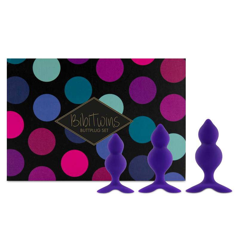 Bibi Twin Set of 3 Butt Plug Purple - UABDSM