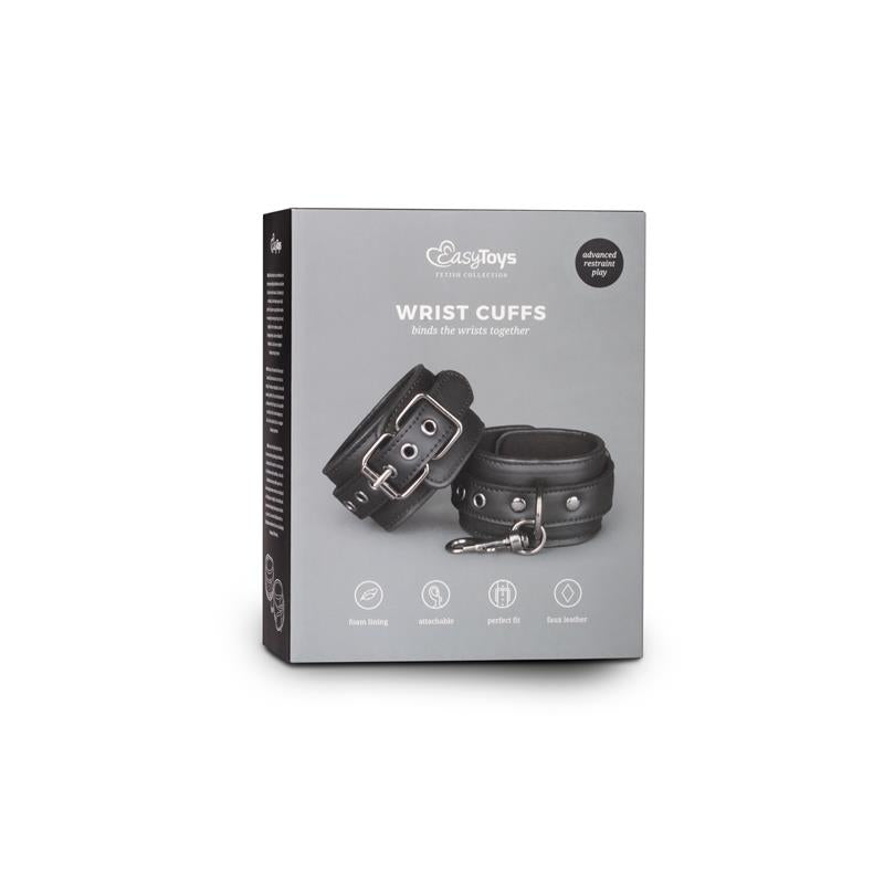 Black Synthetic Leather Handcuffs - UABDSM