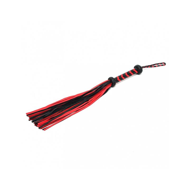 Braided Flogger Leather Black Red - UABDSM