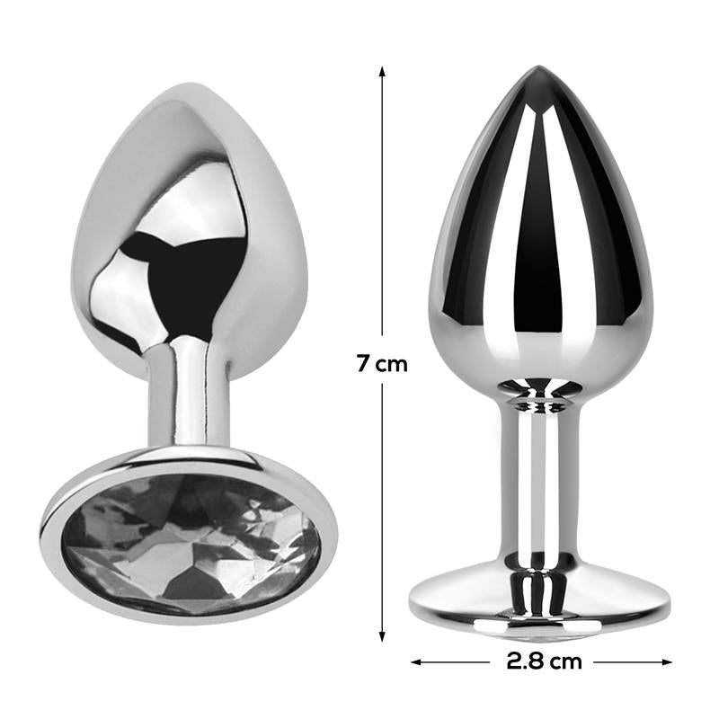 Butt Plug with Jewel Diamond White Size S Aluminium - UABDSM