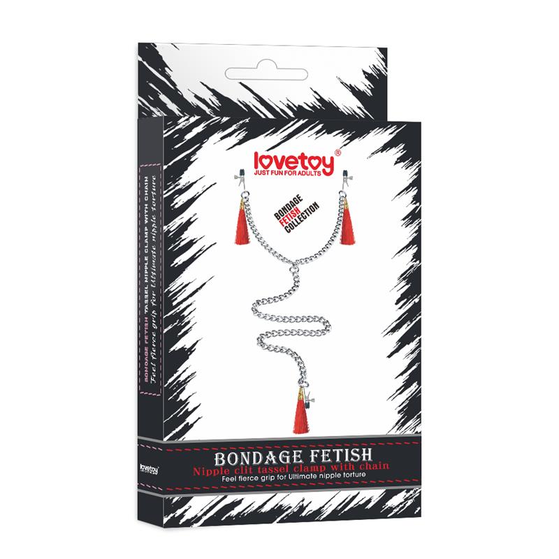 Chain with Nipple and Clitoris Clamps Red - UABDSM