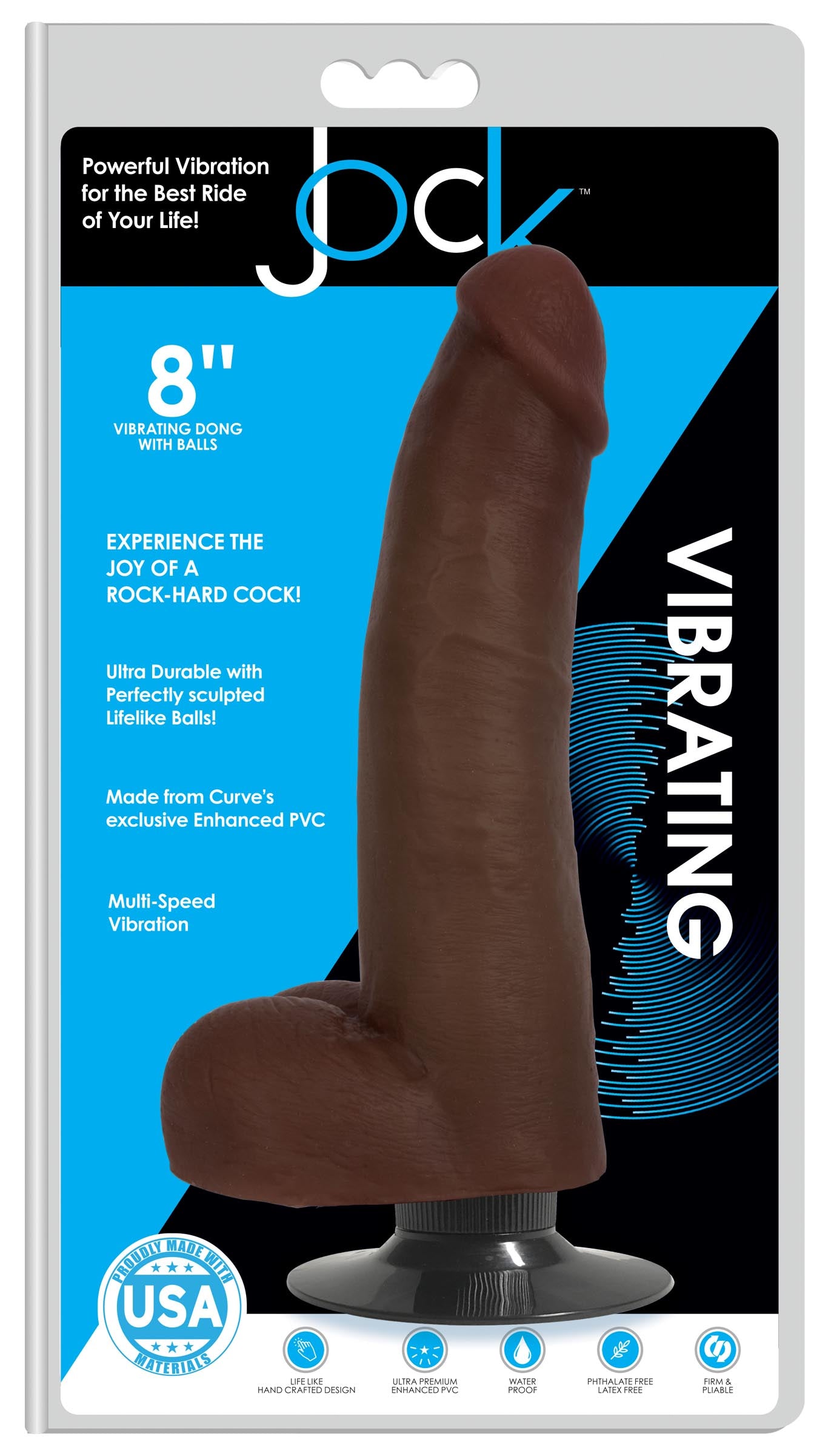 Jock Dark Vibrating Dildo with Balls - 8 Inch - UABDSM