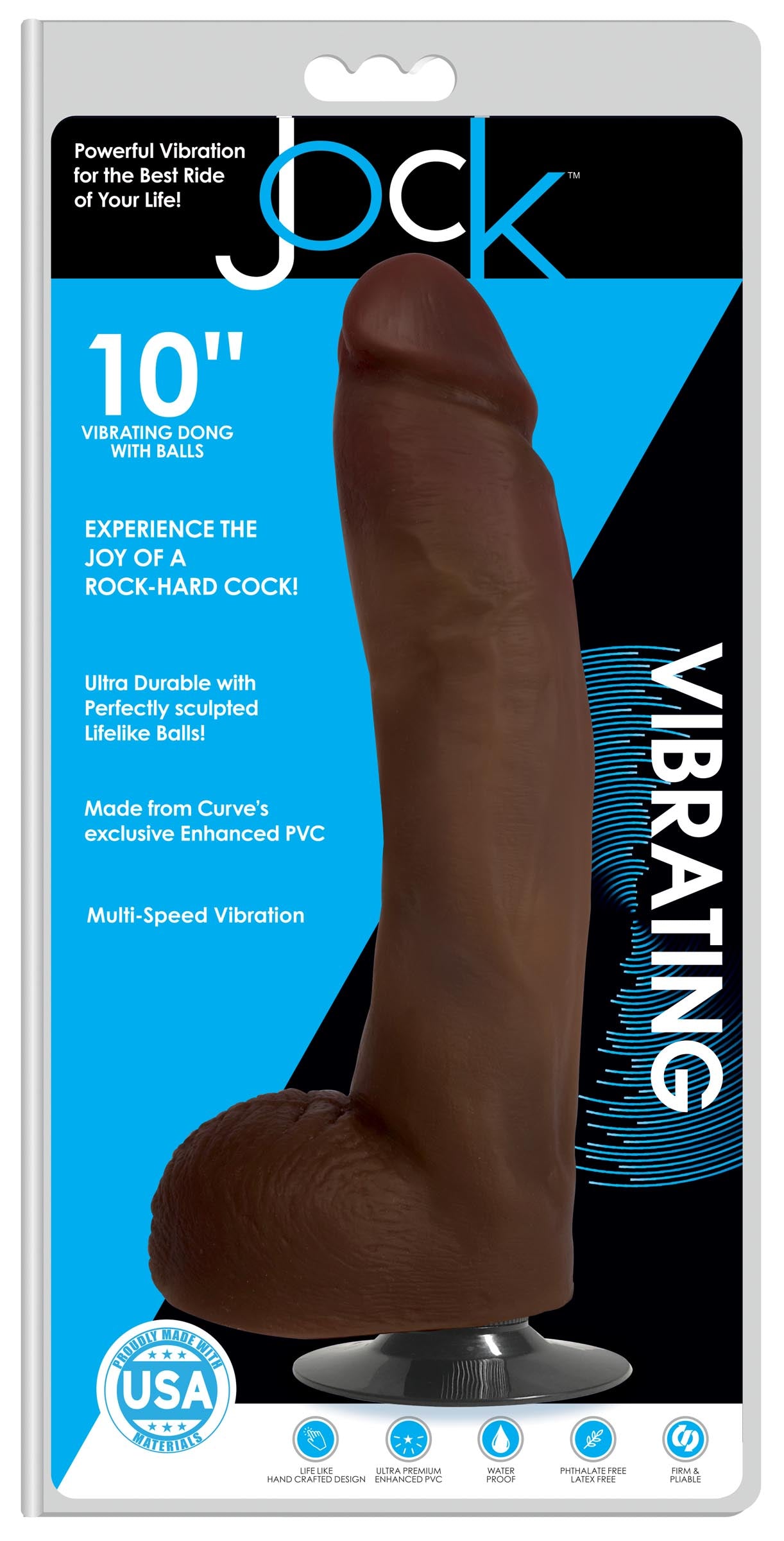 Jock Dark Vibrating Dildo with Balls - 10 Inch - UABDSM