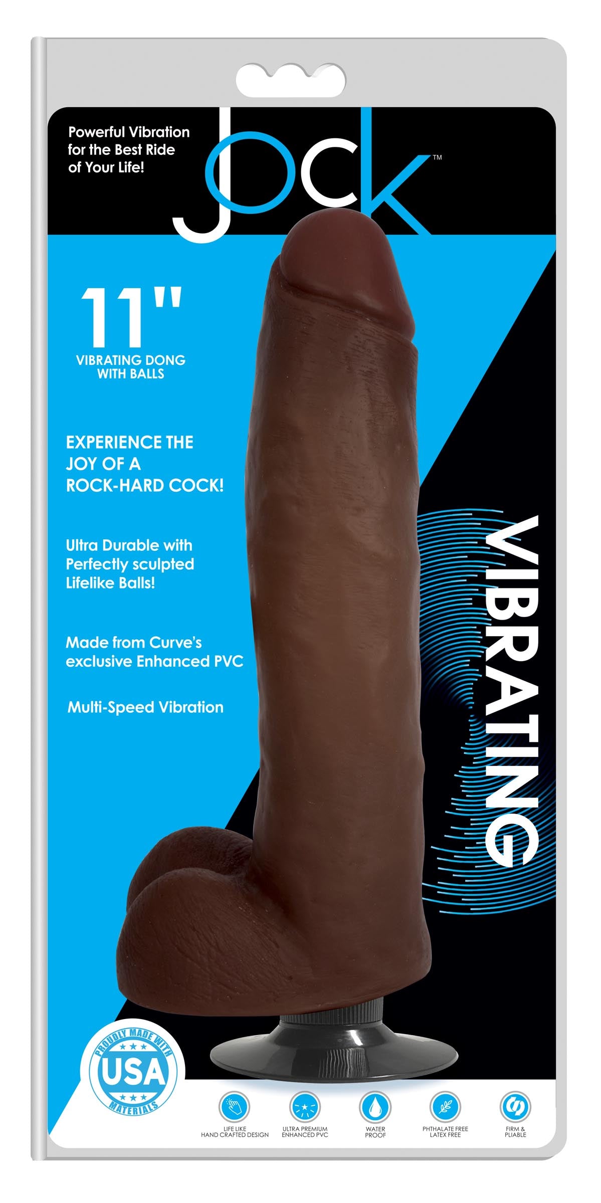 Jock Dark Vibrating Dildo with Balls - 11 Inch - UABDSM