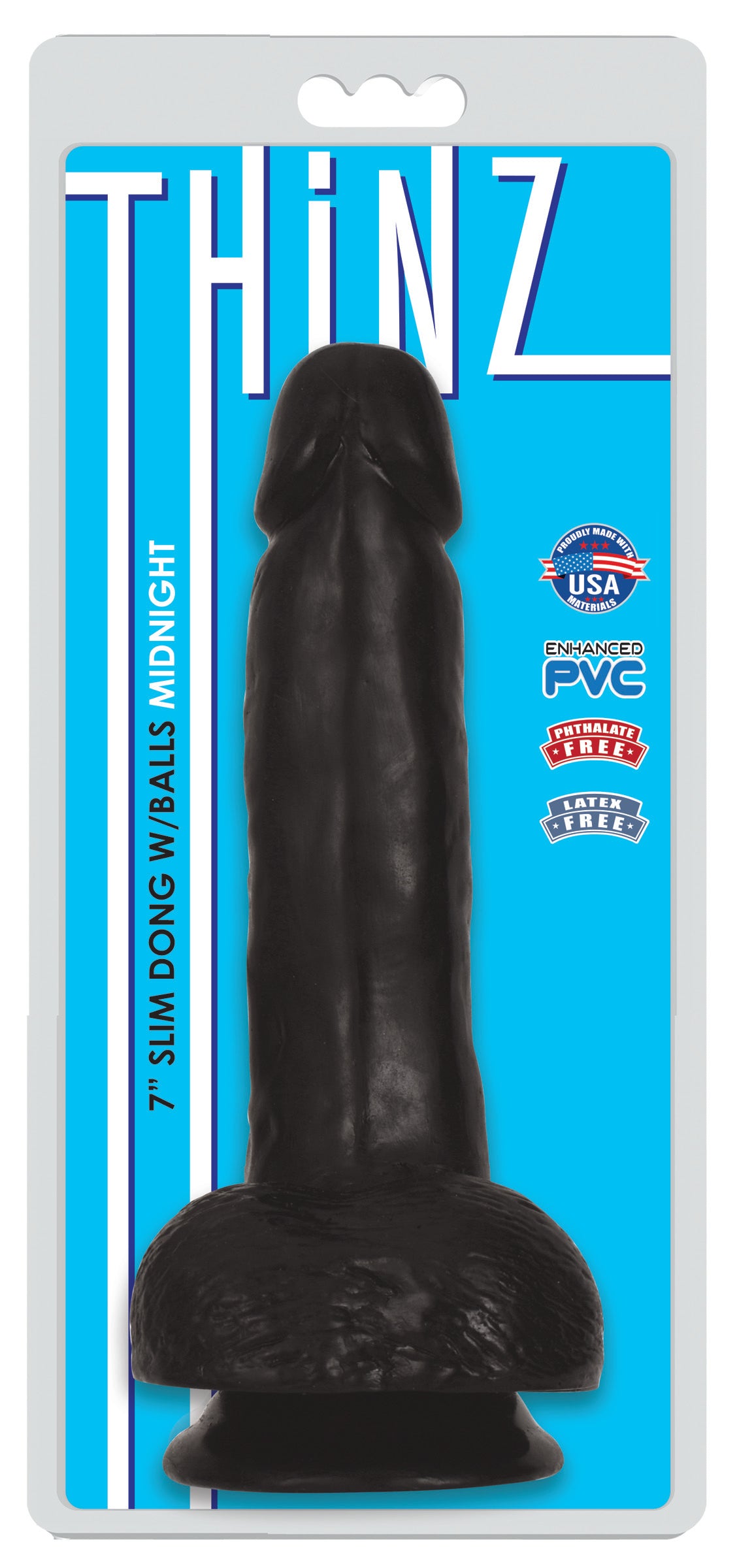 Thinz 7 Inch Slim Dildo with Balls - Black - UABDSM