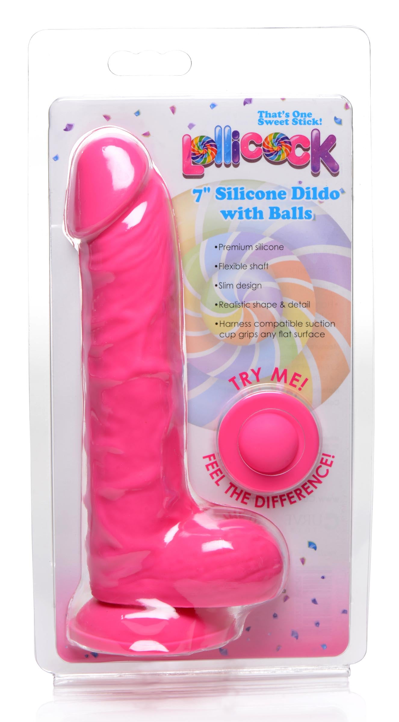 7 Inch Silicone Dildo with Balls - Cherry - UABDSM