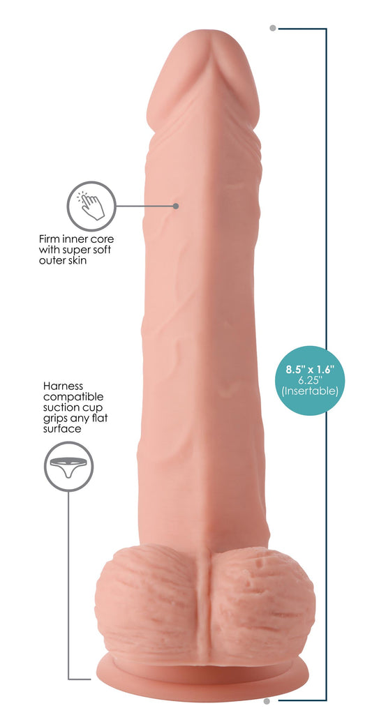 Thrusting and Vibrating 8 Inch Dildo - Light - UABDSM