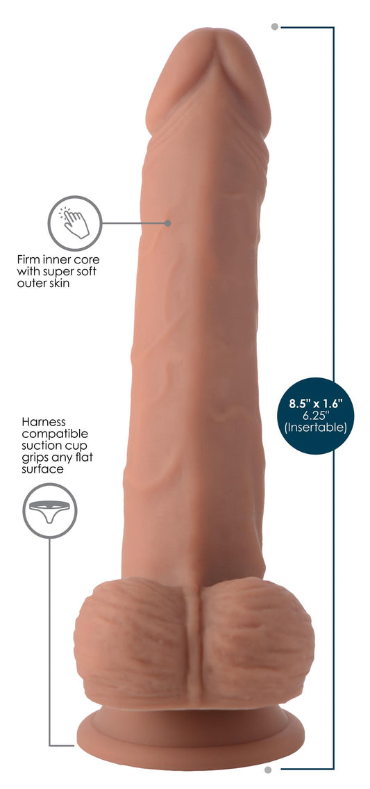 Thrusting and Vibrating 8 Inch Dildo - Medium - UABDSM