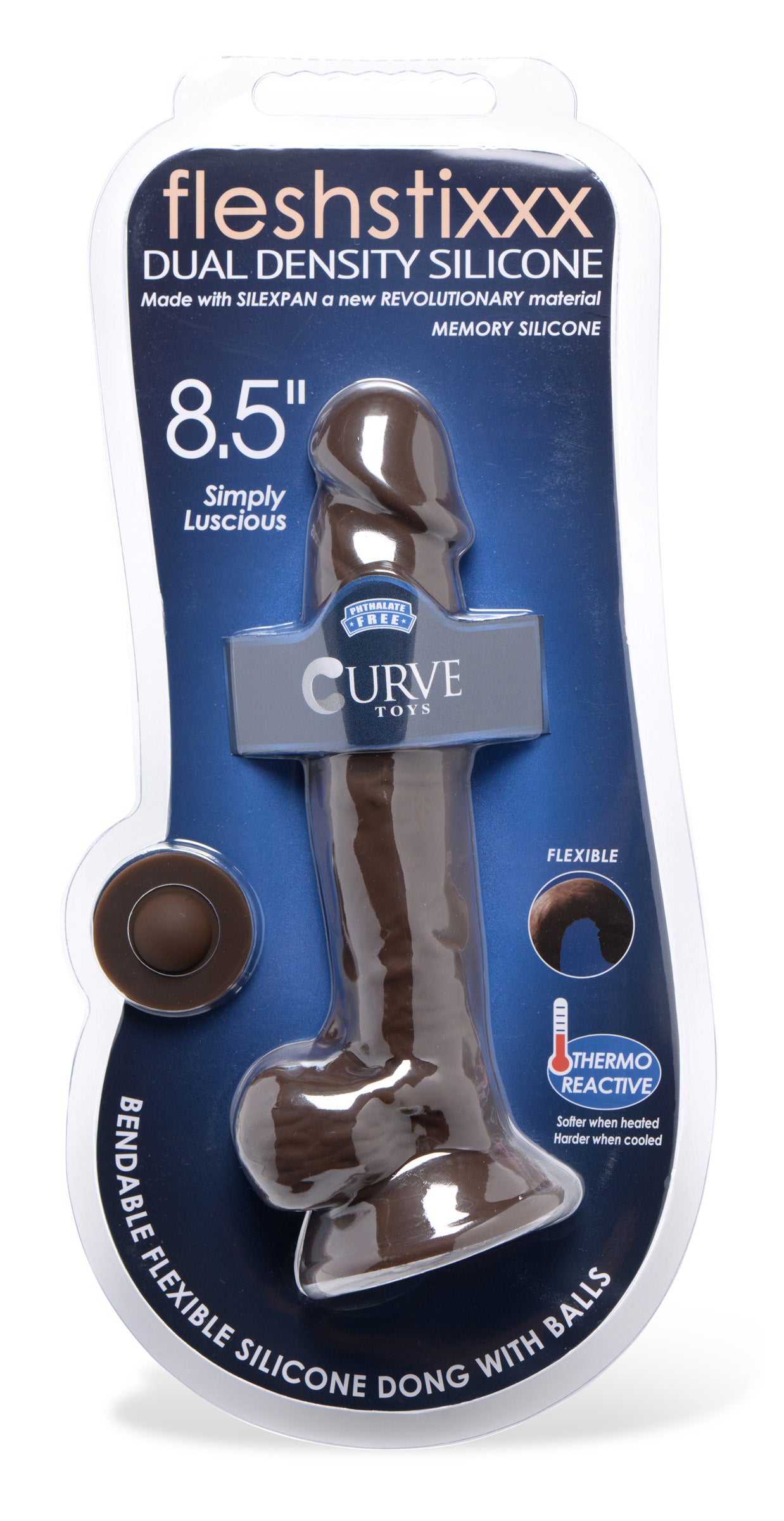 Silexpan Dark Hypoallergenic Silicone Dildo with Balls - 8.5 Inch - UABDSM