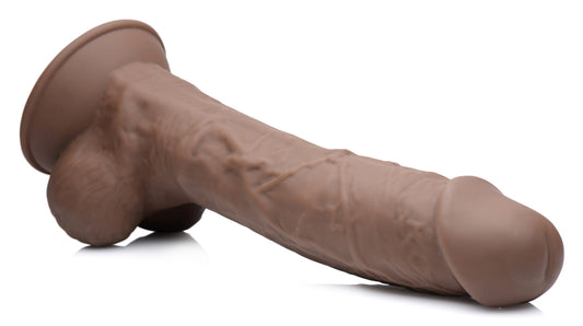 Silexpan Dark Hypoallergenic Silicone Dildo with Balls - 8.5 Inch - UABDSM