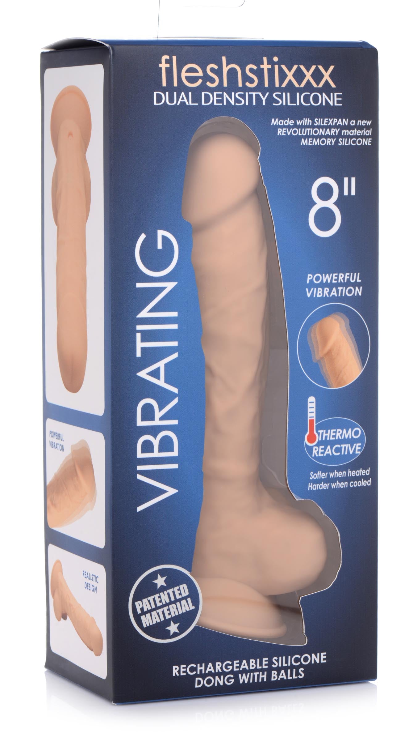 8 Inch Silexpan Hypoallergenic Silicone Vibrating Dildo - Medium - UABDSM