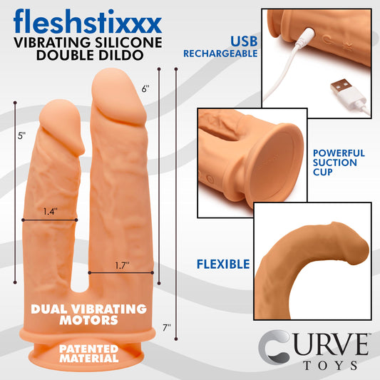 10X Silexpan Vibrating 6 and 7 Inch Double DIldo - UABDSM