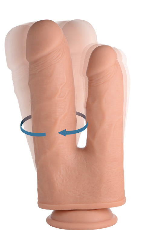 Vibrating and Rotating Remote Control Silicone Double Dildo - UABDSM