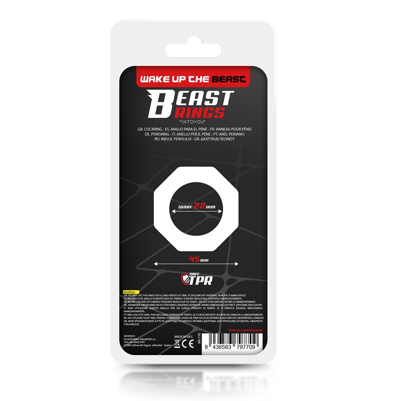 Cock Ring Super Flexible Polygonal 2.2 cm Black - UABDSM