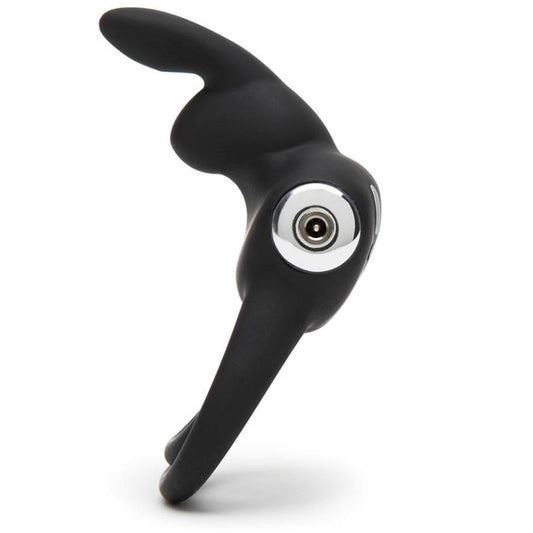 Cock Ring with Rabbit for Couples USB Black - UABDSM