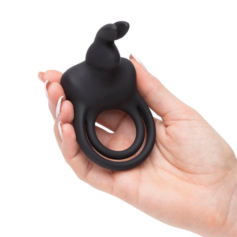 Cock Ring with Rabbit for Couples USB Black - UABDSM