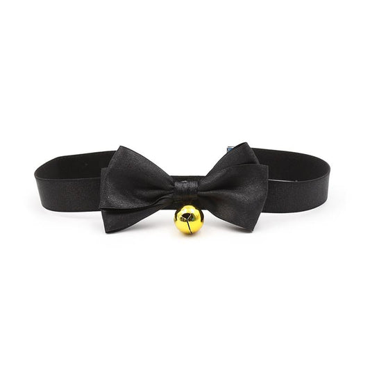 Collar with Bow and Bell 36 cm Size L Black - UABDSM