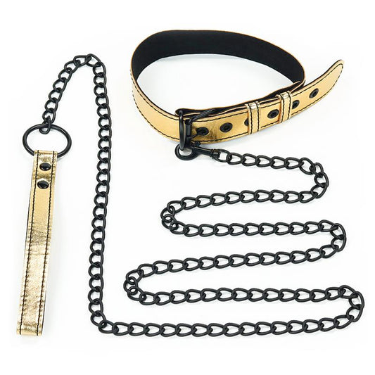 Collar with Leash Bondage Gold Collar with Leash Bondage Gold - UABDSM