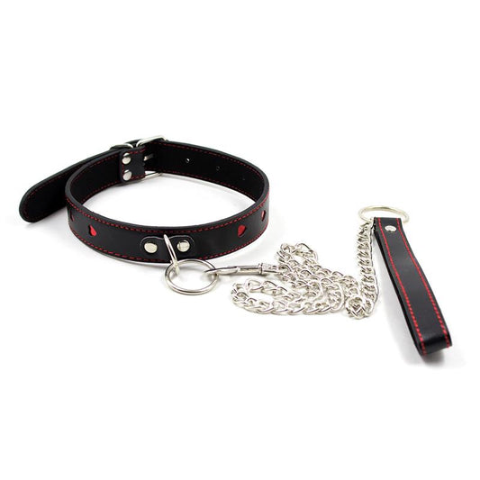 Collar with Metal Leash Black/Red - UABDSM