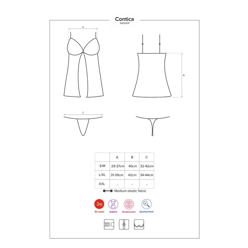 Contica Babydoll and Thong Black - UABDSM