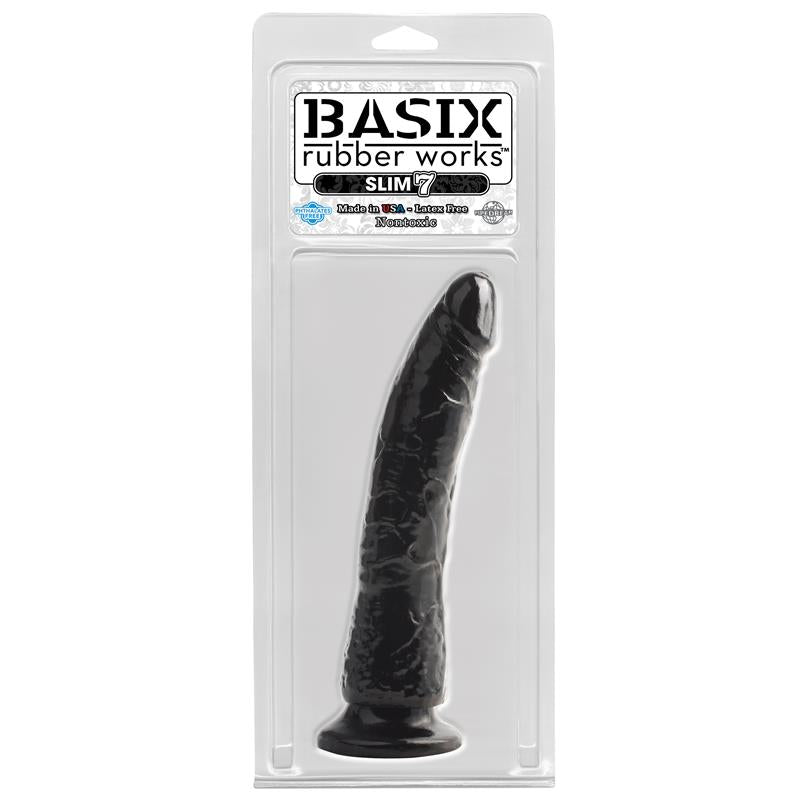 Dildo Slim 1778 cm with Suction Cup - Black - UABDSM