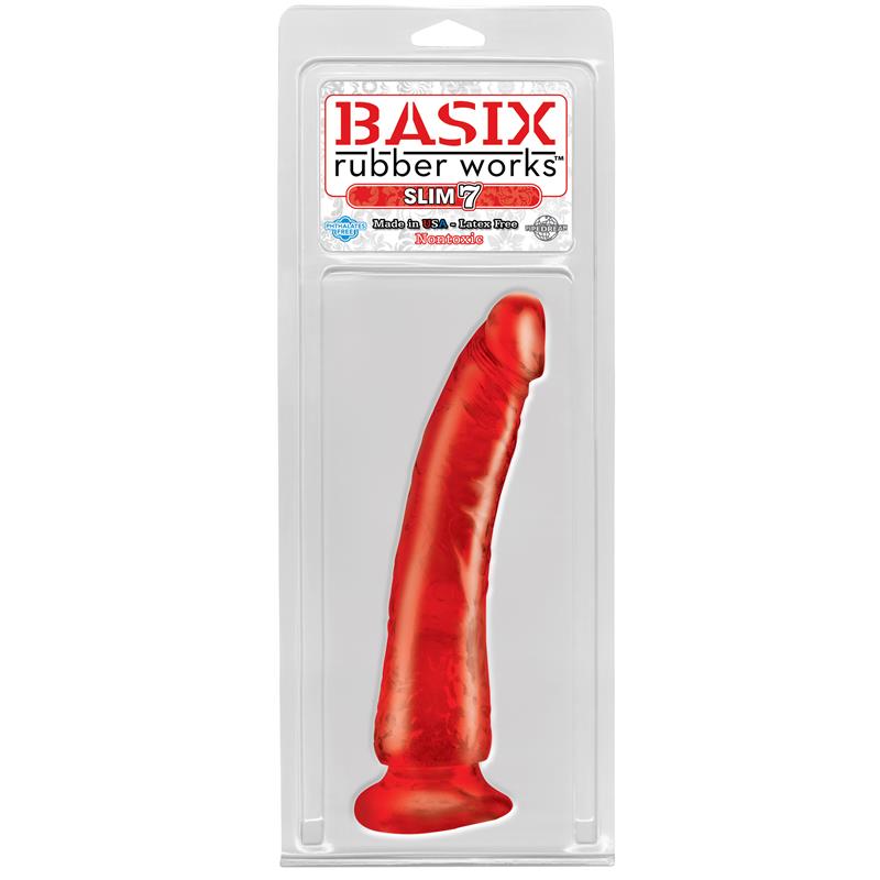Dildo Slim 1778 cm with Suction Cup - Red - UABDSM