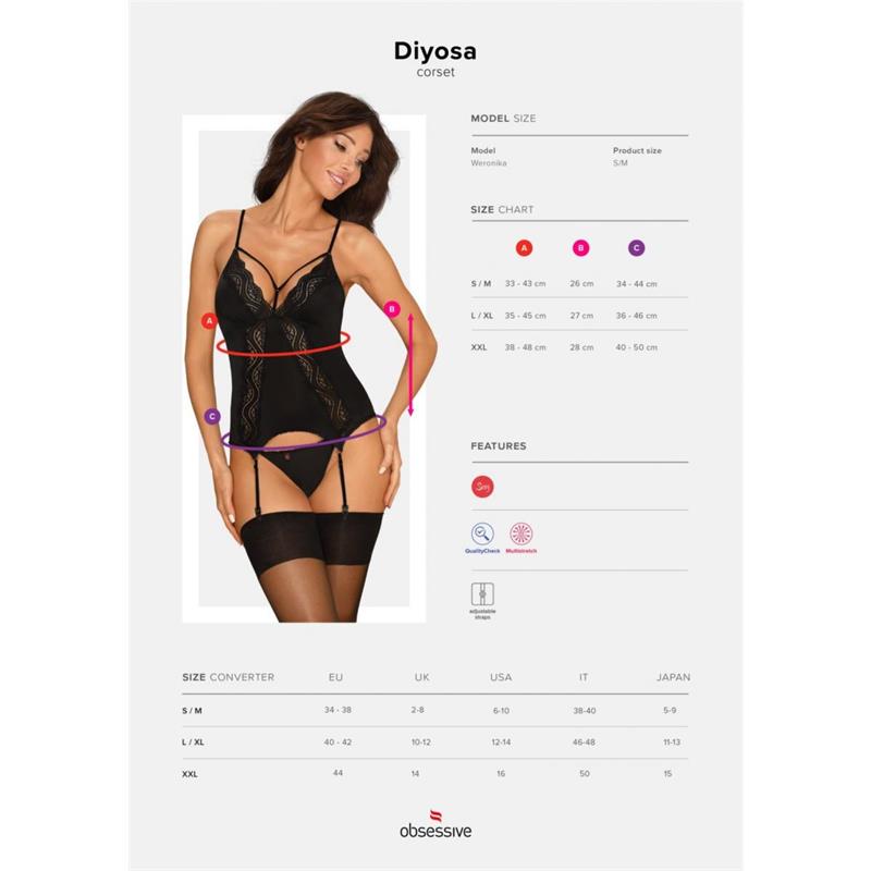 Diyosa Corset and Thong Black - UABDSM