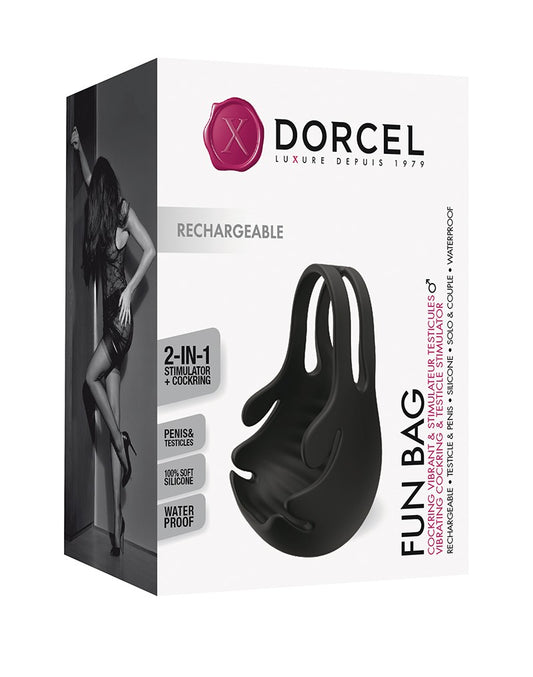 Dorcel - Fun Bag - Vibrating Cockring And Testicle Stimulator - Black - 6072479 - UABDSM