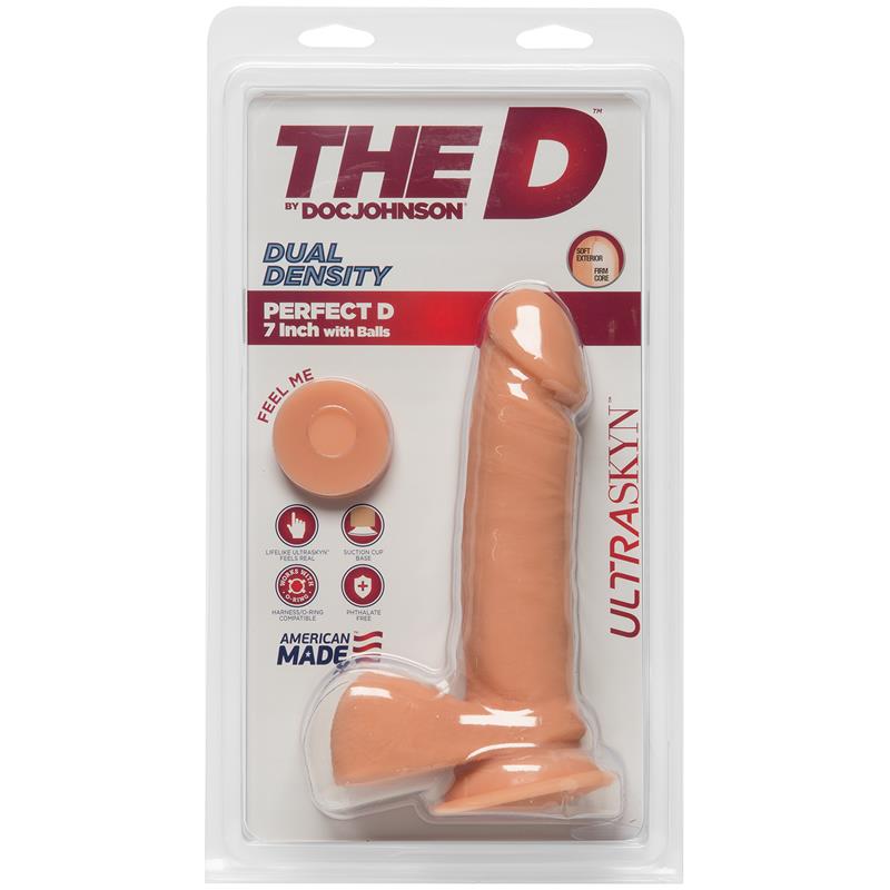 Dual Density Dildo Perfect D with Balls 7 Vanilla - UABDSM