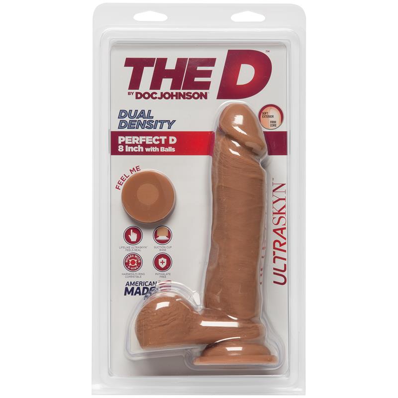 Dual Density dildo Perfect D with Testicles 8 Caramel - UABDSM
