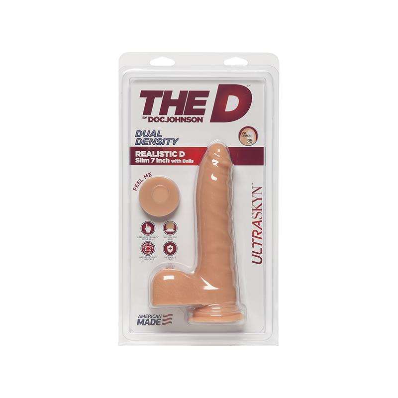 Dual Density Dildo Realistic D Slim with Testicles 7 Vanilla - UABDSM