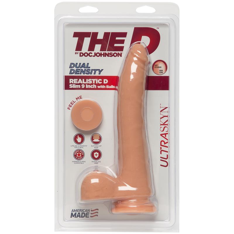 Dual Density Dildo Realistic D Slim with Testicles 9 Vanilla - UABDSM