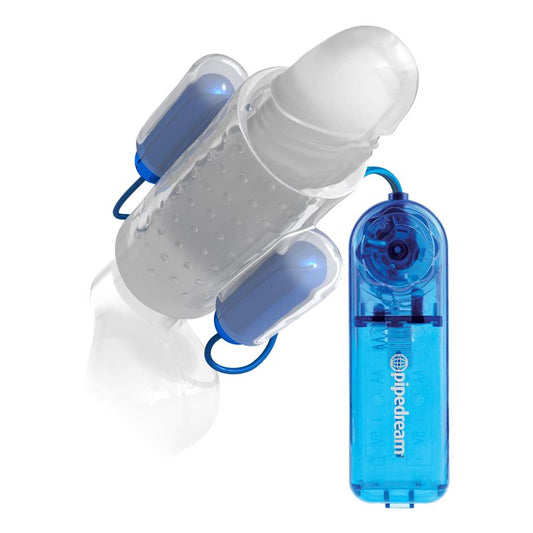 Dual Vibrating Penis Sleeve Blue and Clear Dual Vibrating Penis Sleeve Blue and Clear - UABDSM