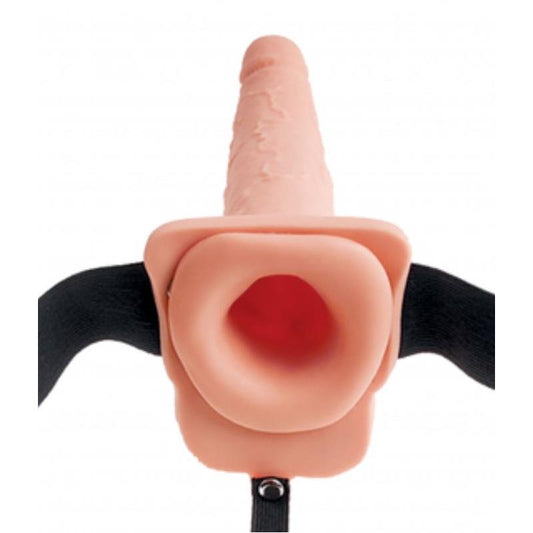 Elastic Strap-On with 9 Hollow Dildo Squirting Function Flesh - UABDSM