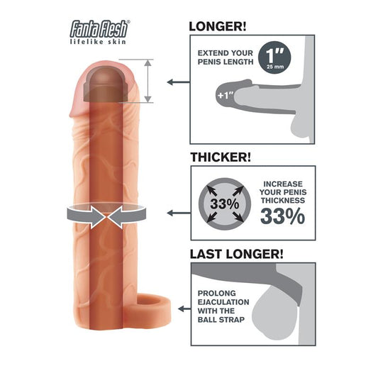 Fantasy X-tensions Perfect 25 cm Extension with Ball Strap - Flesh - UABDSM