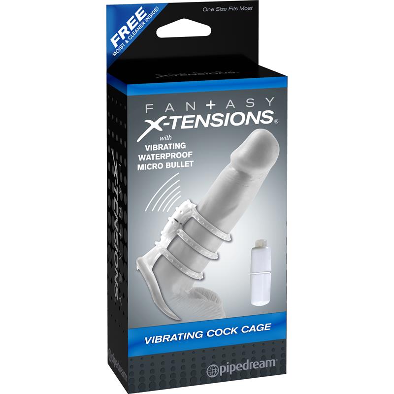 Fantasy X-tensions Vibrating Cock Cage - Clear - UABDSM