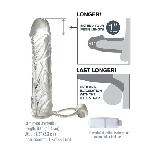 Fantasy X-tensions Vibrating Super Sleeve - Clear - UABDSM