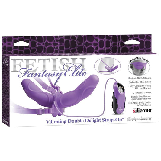 Fetish Fantasy Elite Vibrating Double Delight Strap-On Purple - UABDSM