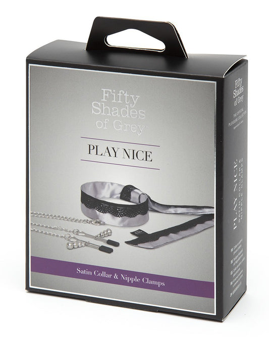 Fifty Shades Of Grey - Satin And Lace Collar And Nipple Clamps - UABDSM