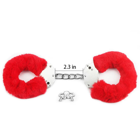 Furry Metal Handcuffs Red - UABDSM