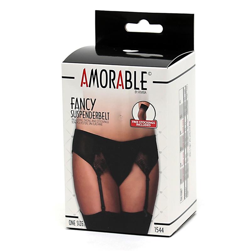 Garter Belt with Thong and Stockings Black - UABDSM
