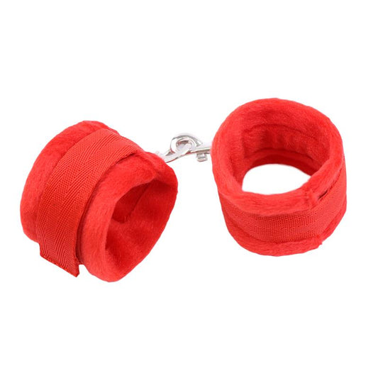 Handcuffs with Velcro with Long Fur Red Handcuffs with Velcro with Long Fur Red - UABDSM