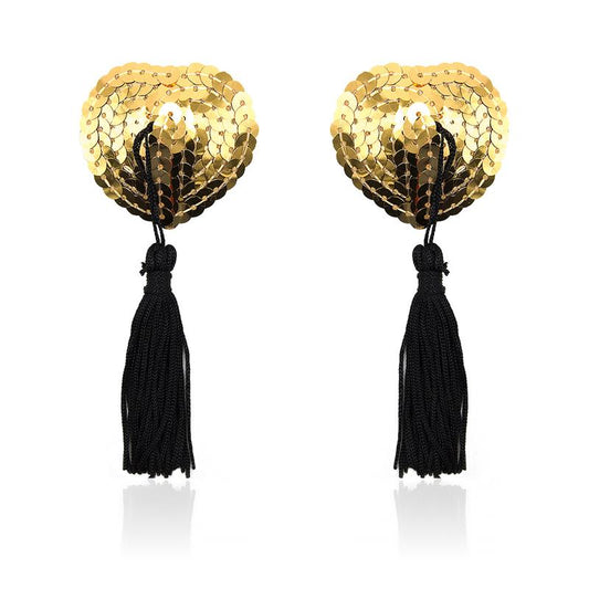 Heart Nipple Cover with Gold Sequins Heart Nipple Cover with Gold Sequins - UABDSM