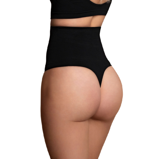 Bye Bra Seamless High Waist Thong Medium Control - Black L Bye Bra Seamless High Waist Thong Medium Control - Black L - UABDSM