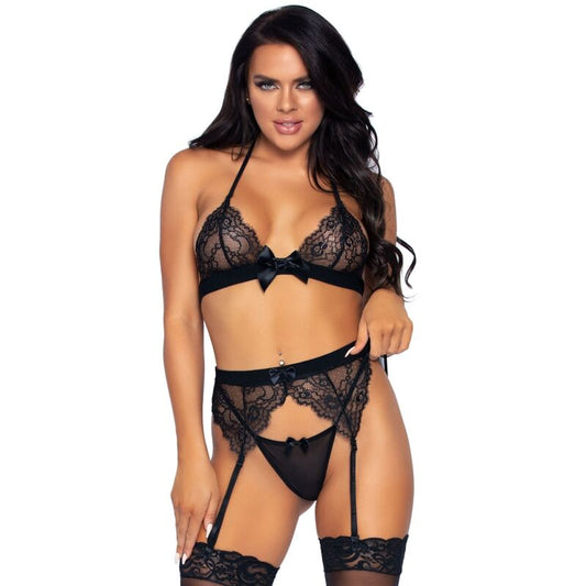 Leg Avenue Three Pieces Set Top Garter Belt And G-string L Leg Avenue Three Pieces Set Top Garter Belt And G-string L - UABDSM