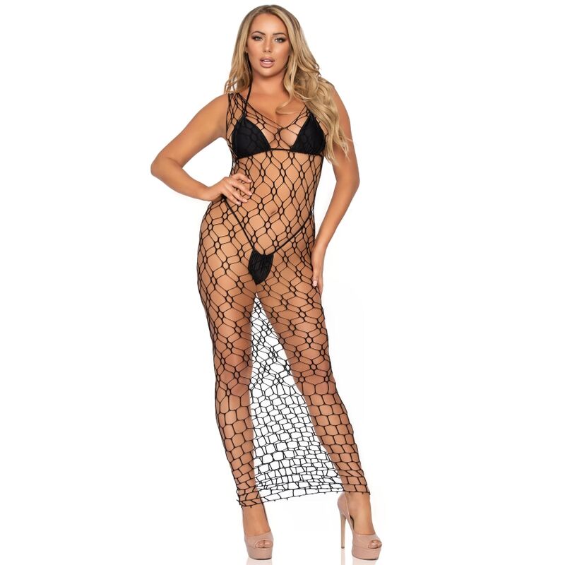 Leg Avenue Hexi Net Maxi Dress One Size - UABDSM