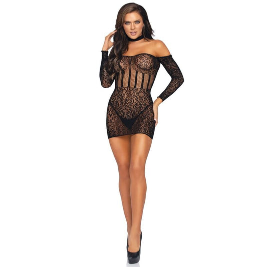 Leg Avenue Long Sleeve Halter Mini Dress One Size - UABDSM